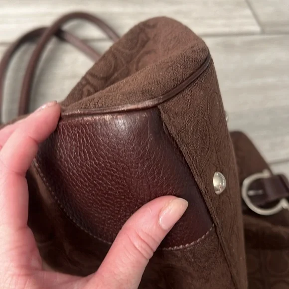 Ferragamo Gancini Brown Canvas Tote Bag w/leather details - Picture 17 of 17